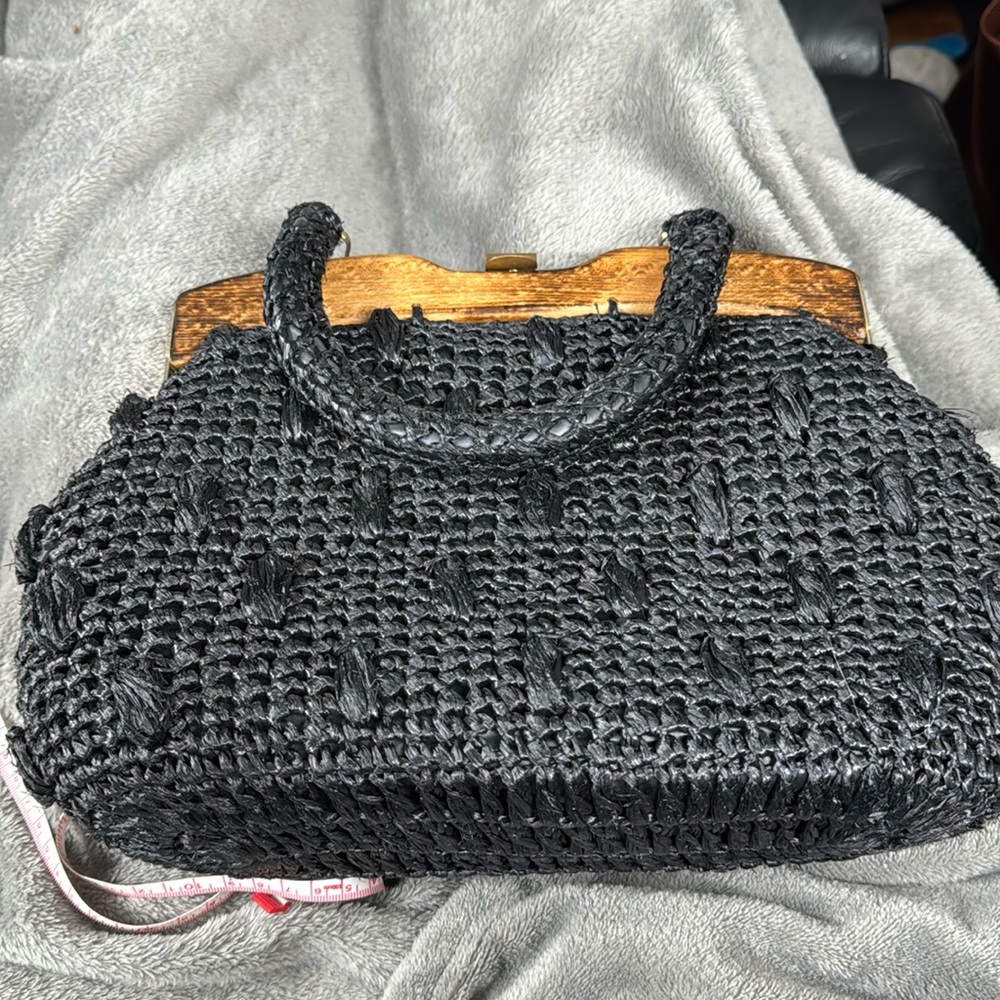 Vintage raffia purse hand bag made in Japan